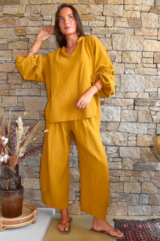 Santos Cushion Cotton Quirky Pant Tumeric?
